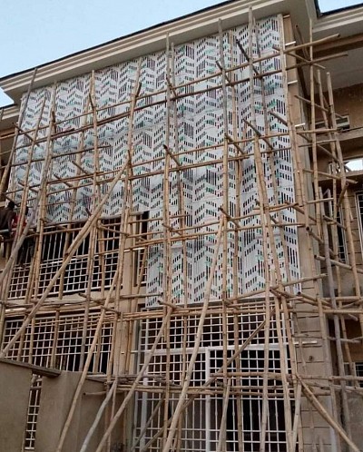 Cladding using Perforated aluco board