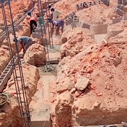 9 Inches Concrete Block On Foundation.